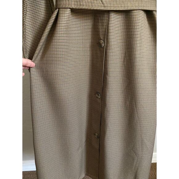 Carly Jean Women's Size S Downing Trench Coat Jacket Taupe Tie Belt Houndstooth - Picture 5 of 9